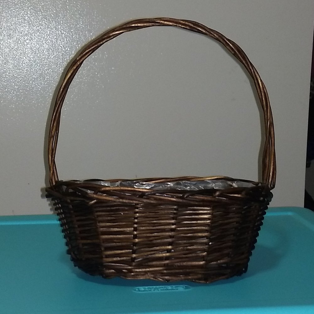 Brown Wicker Basket with Handle